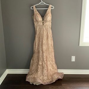 Nude / Blush / Gold Formal Sparkly Dress (S)